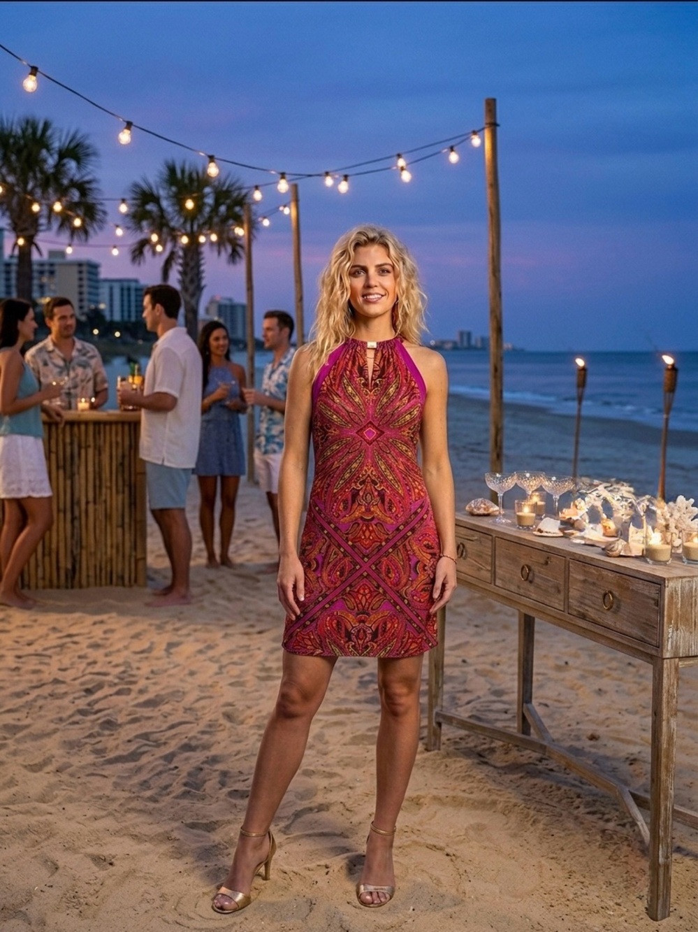 Cache Women's Size L Magenta
Paisley Print Halter Dress